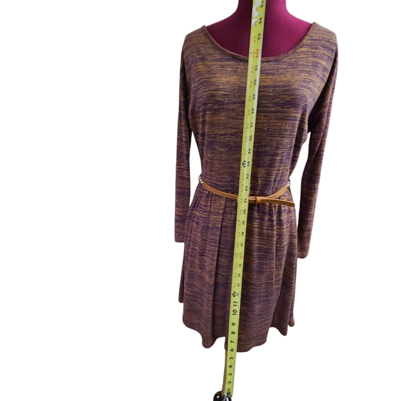 Yumi Sweater Dress Brown and Cream Scoop Neck Long Sleeve - Picture 7 of 12